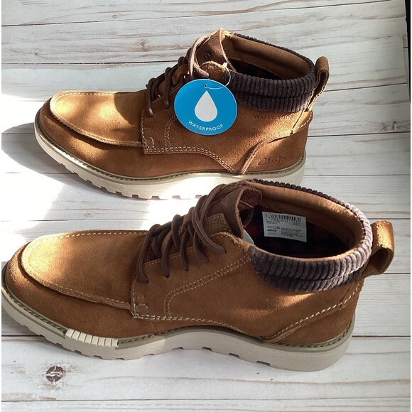 Clarks Collection Barnes Mid AP Cola Suede Waterproof Lace Up Mid Boots Size 9.5 main image 5